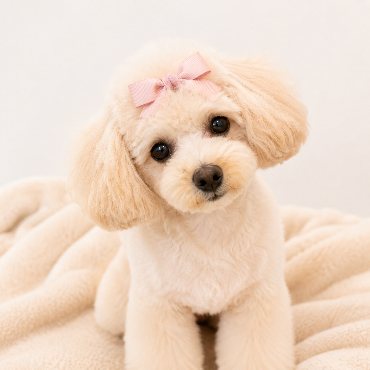 施術後のかわいい犬の表情